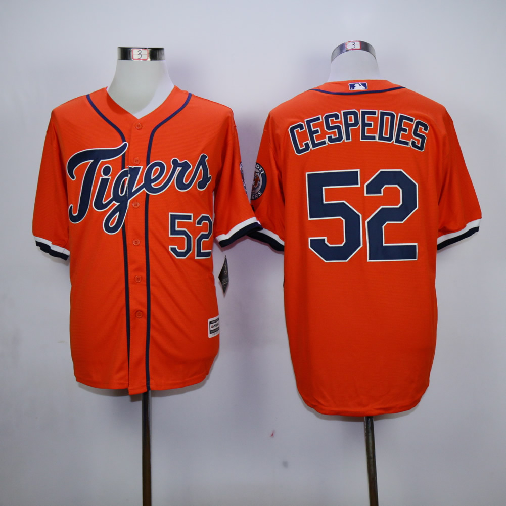 Men Detroit Tigers #52 Cespedes Orange MLB Jerseys